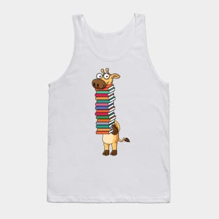 Giraffe Carrying Books Book Lover Reading Tank Top